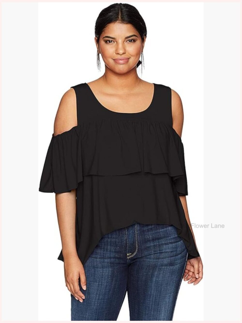 Plus Size Off Shoulder Ruffle Peasant Top - Picture 1 of 3